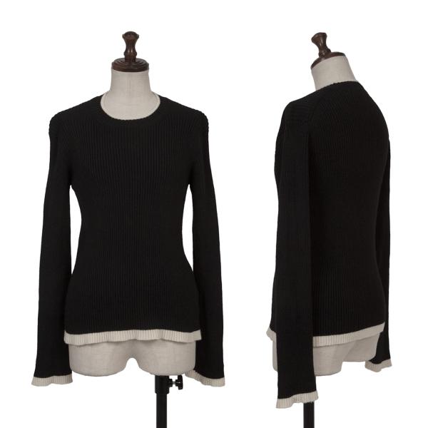 【中古】 トリココムデギャルソンtricot COMME des GARCONS ツートーンリブニットセーター 黒オフM位【レディース】 ニット・セーター-セーター-トップス