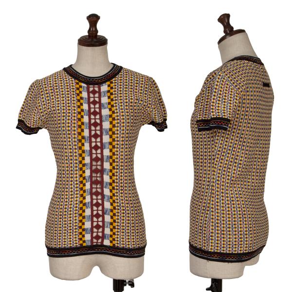 【中古】 ジャンポールゴルチエファムJean Paul GAULTIER FEMME マルチカラー編み半袖ニットソー マルチ40【レディース】｜PLAYFUL