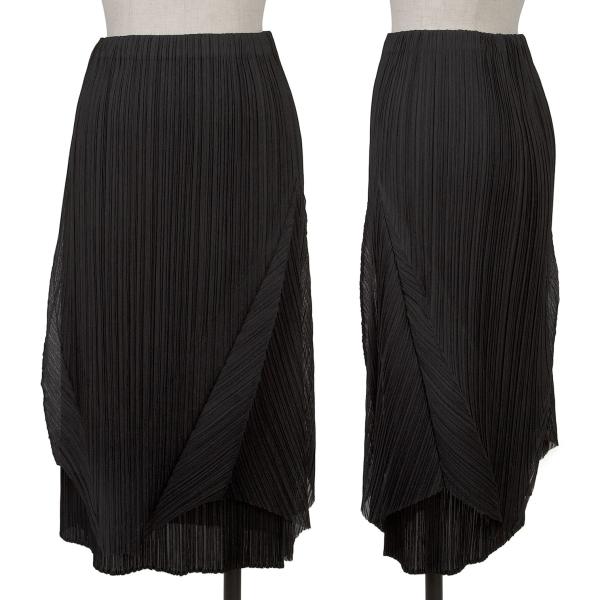 【中古】 プリーツプリーズPLEATS PLEASE メッシュプリーツレイヤードデザインスカート 黒1【レディース】|PLAYFUL