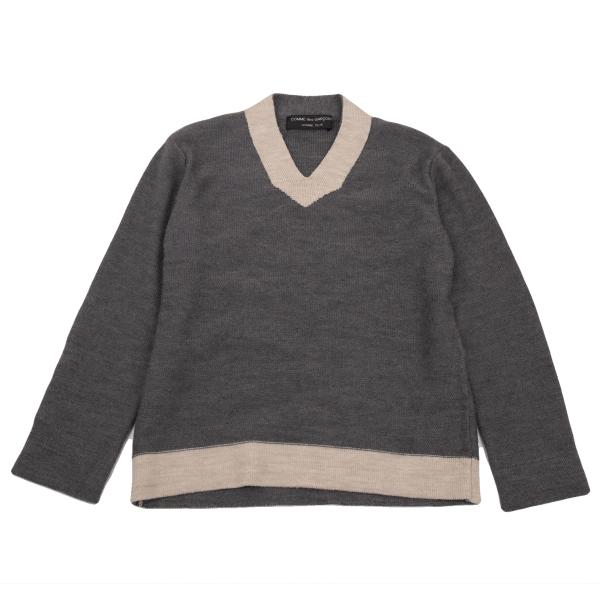 【中古】 コムデギャルソン オムプリュスCOMME des GARCONS HOMME PLUS ウールチルデンニットセーター グレーベージュM位【メンズ】