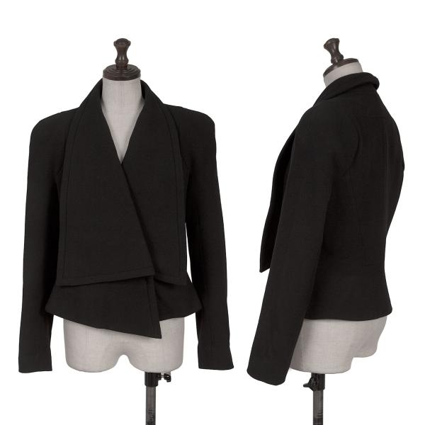 【中古】 ジバンシィGIVENCHY 羊毛引っかかり打ちきりビッグショールカラーストレッチジャケット 黒38【レディース】
