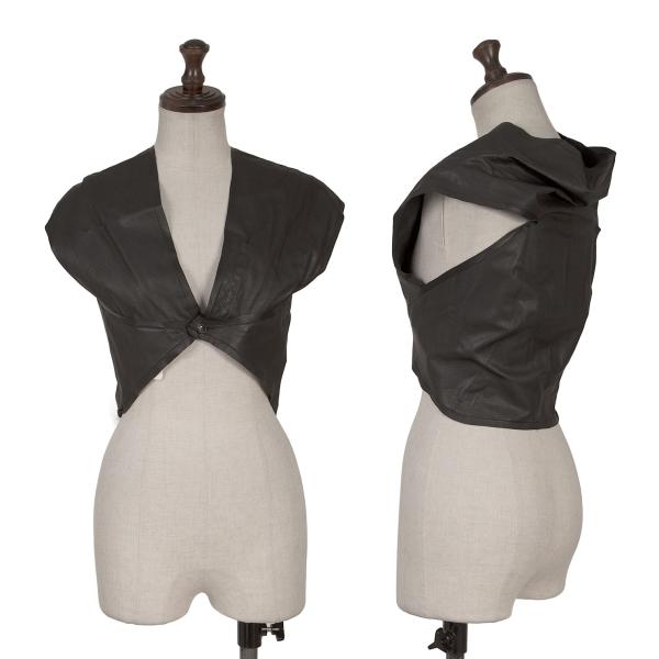 【中古】 リックオウエンスRick Owens ラムレザーショートベスト 黒38【レディース】