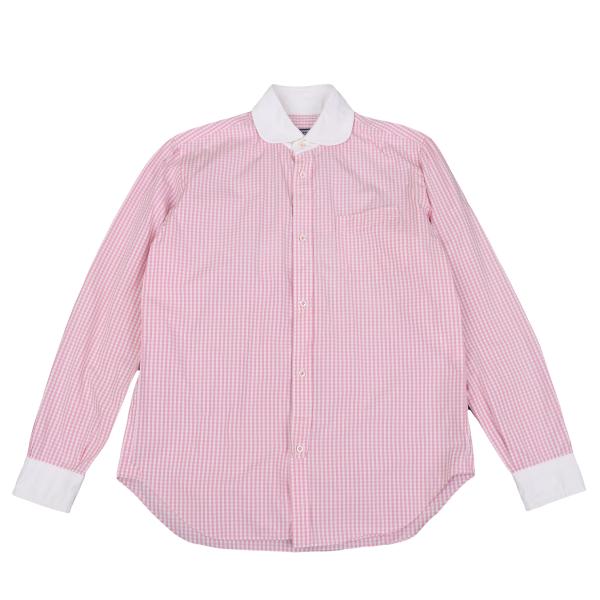【中古】 ジュンヤワタナベマン コムデギャルソンJUNYA WATANABE MAN COMME des GARCONS チェックラウンドカラー長袖シャツ ピンク白S【メンズ】｜PLAYFUL 11,023円