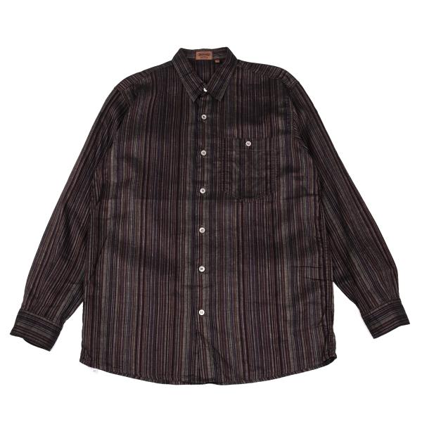 【中古】 ミッソーニMISSONI リネンコットンストライプ長袖プルオーバー 紫他48【メンズ】
