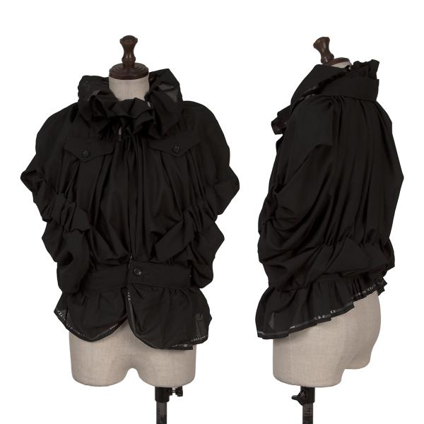 【中古】 コムデギャルソンCOMME des GARCONS 生地耳付きウールギャザーデザインジャケット 黒M【レディース】｜PLAYFUL