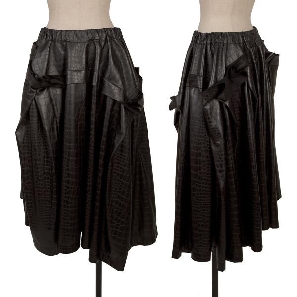【中古】 コムデギャルソンCOMME des GARCONS クロコ柄アシンメトリーフェイクレザースカート 黒S【レディース】|PLAYFUL