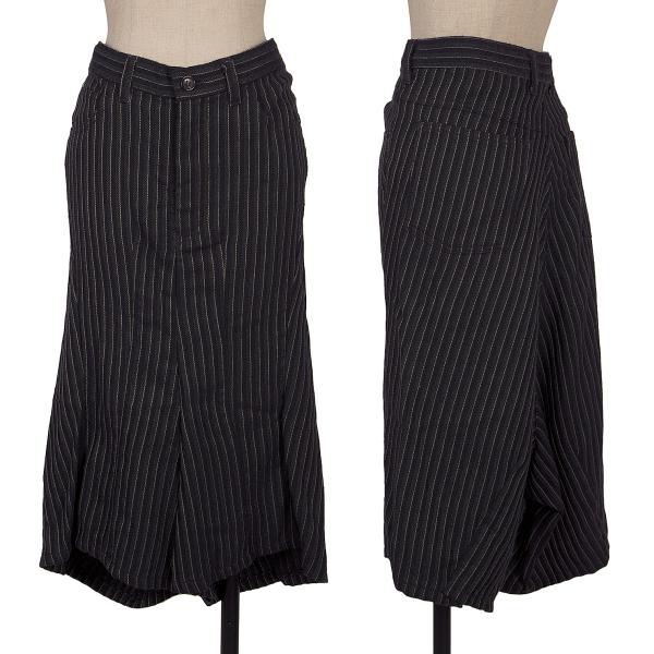 【中古】 ジュンヤワタナベ コムデギャルソンJUNYA WATANABE COMME des GARCONS ウールストライプペンギンパンツ チャコール茶M【レディース】