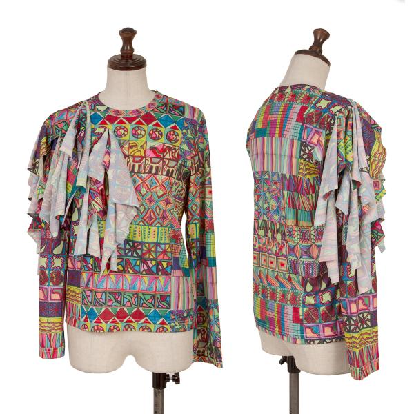 【中古】 コムデギャルソンCOMME des GARCONS シフォン幾何学タイルプリントカットソー マルチXS【レディース】|PLAYFUL