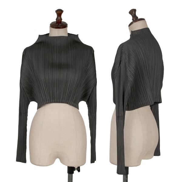 【中古】 プリーツプリーズPLEATS PLEASE ハイネッククロップドカットソー グレー3【レディース】｜PLAYFUL