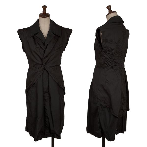 【中古】 コムコム コムデ給仕COMME des GARCONS コットンレイヤードパッカリングノースリーブコート 黒S【レディース】