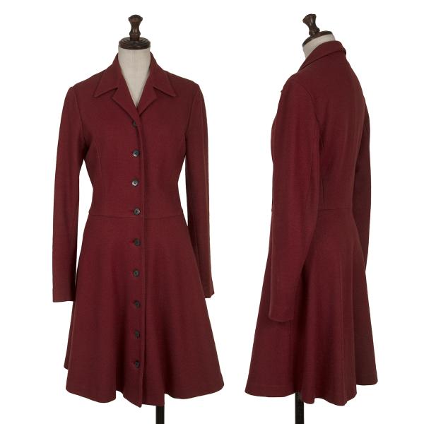 【中古】 ジュニアゴルチエJUNIOR GAULTIER ウールハーフコート 赤紫40【レディース】｜PLAYFUL