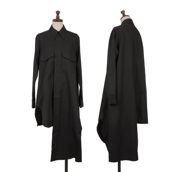 【中古】 ヨウジヤマモトファムYohji Yamamoto FEMME バンブー混アシンメトリーシャツワンピース 黒1【レディース】