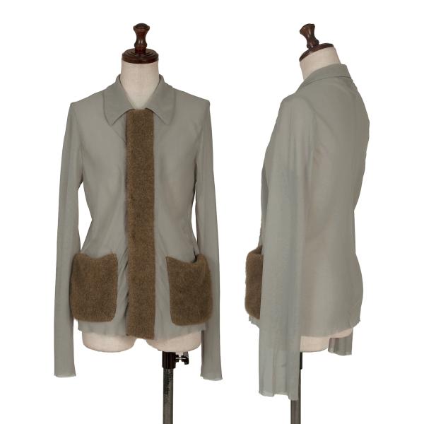 【中古】 コムデギャルソンCOMME des GARCONS シャギー地切替シースルーシャツジャケット グレー茶M【レディース】|PLAYFUL