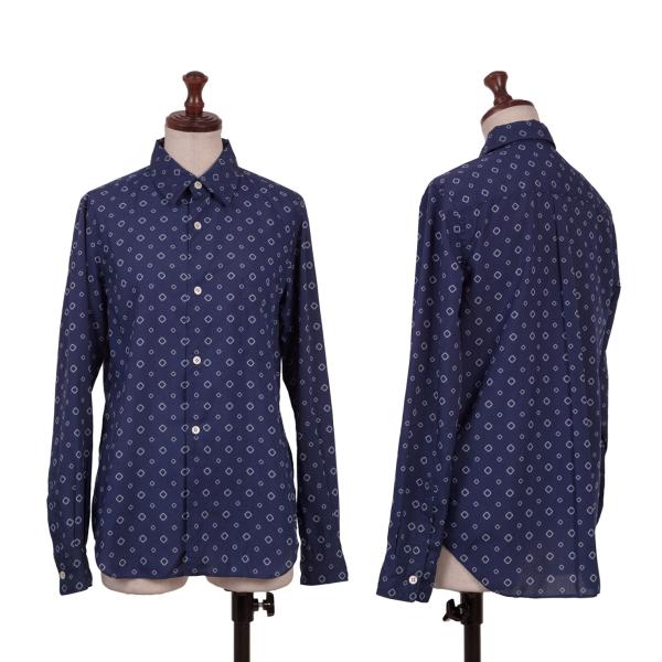 【中古】 コムコム コムデギャルソンCOMME des GARCONS ポリ製品染め総柄シャツ 青水色S【レディース】｜PLAYFUL