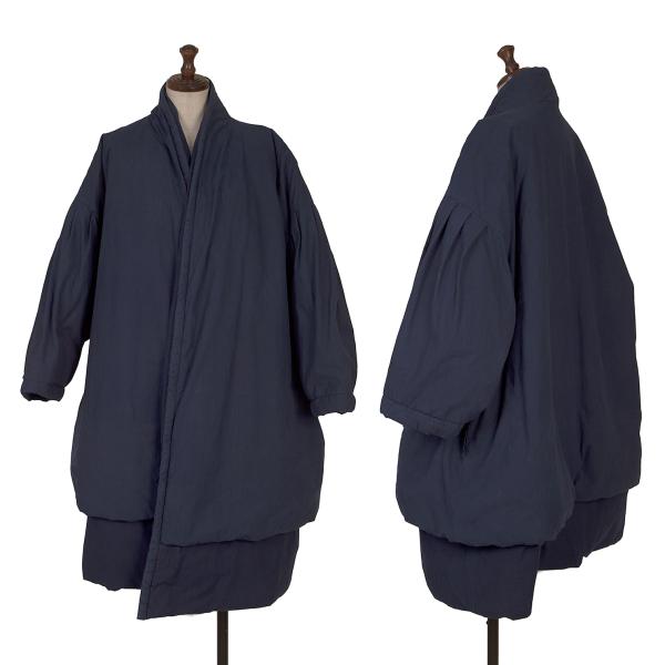 【中古】 コムデ給仕COMME des GARCONS 花の冠yd中綿化粧着厚地の外套 紺M位【レディース】