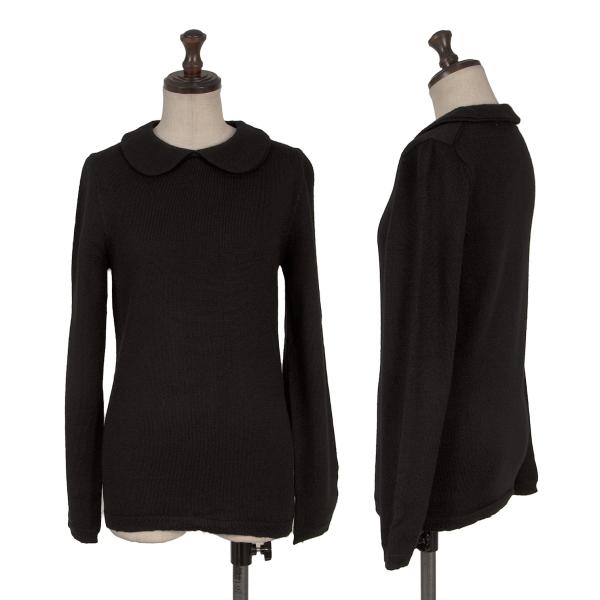 【中古】 コムデ給仕COMME des GARCONS 丸襟付き添い人ウールニットセーター 黒M位【レディース】 セーター-ニット・セーター