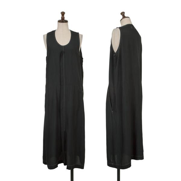 【中古】 ローブドシャンブル コムデギャルソンrobe de chambre COMME des GARCONS 製品染めレーヨンホワイトステッチワンピース 黒M位【レディース】｜PLAYFUL
