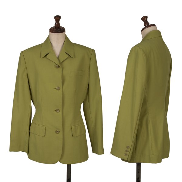 【中古】 ジュニアゴルチエJUNIOR GAULTIER 絨毛混公公然たる色合い上衣 黄緑40【レディース】 コート・ジャケット-レディースファッション