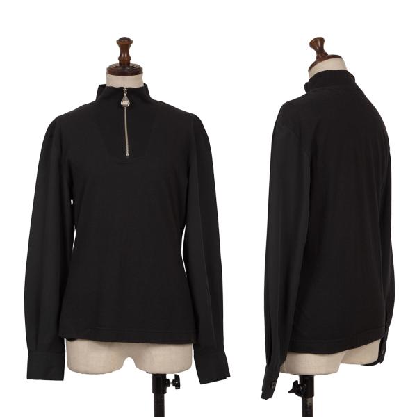 【中古】 ジュニアゴルチエJUNIOR GAULTIER ハーフジップ異素材スリーブ切替カットソー 黒40【レディース】｜PLAYFUL