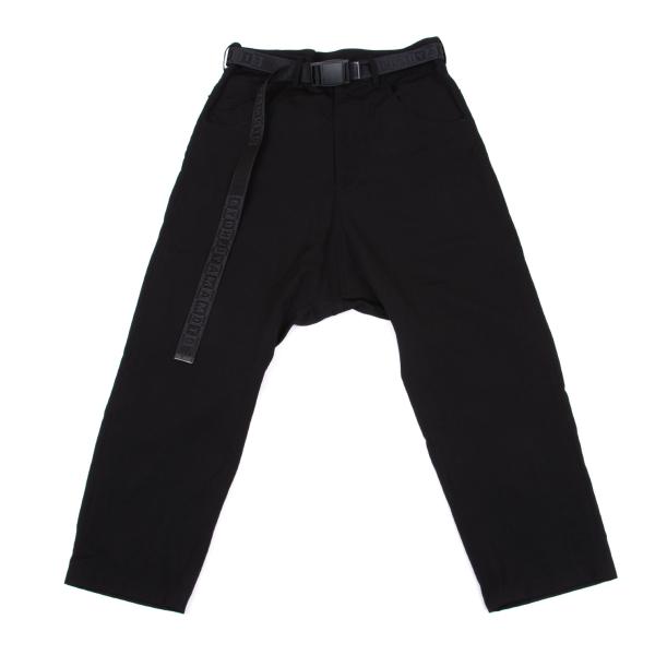 【中古】 レギュレーション ヨウジヤマモトREGULATION yohji yamamoto ウールギャバロゴベルト付きシンチバックサルエルテーパードパンツ 黒1【レディース】