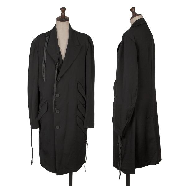 【中古】 ビーヨウジヤマモトB Yohji Yamamoto ウールギャバジップポケットロングジャケット 黒1【レディース】｜PLAYFUL