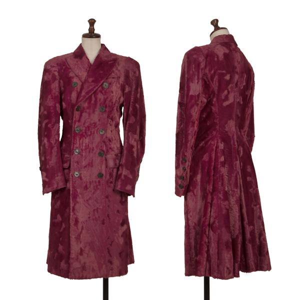 【中古】 ジャンポールゴルチエ ファムJean Paul GAULTIER FEMME レーヨンまだらフェイクファーピークドラペルロングジャケット ボルドー40【レディース】｜PLAYFUL