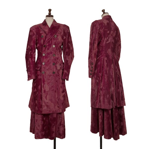【中古】 ジャンポールゴルチエ ファムJean Paul GAULTIER FEMME 人絹まだらフェイクファーセットアップ ボルドーワイン40【レディース】
