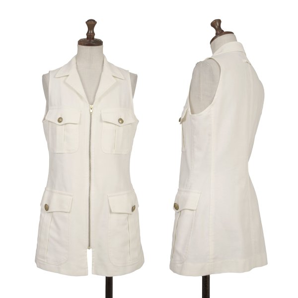 【中古】 ジャンポールゴルチエクラシックJean Paul GAULTIER CLASSIQUE コットンフラップポケットデザインベスト オフ40【レディース】 トップス-レディースファッション-ベスト・ジレ