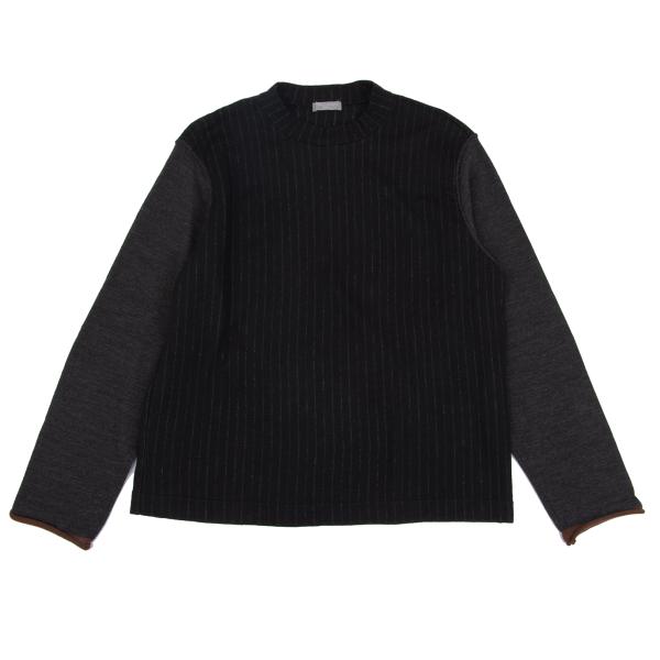 【中古】 コムデギャルソン オムCOMME des GARCONS HOMME チョークストライプ切替ニット 黒チャコールS位【メンズ】
