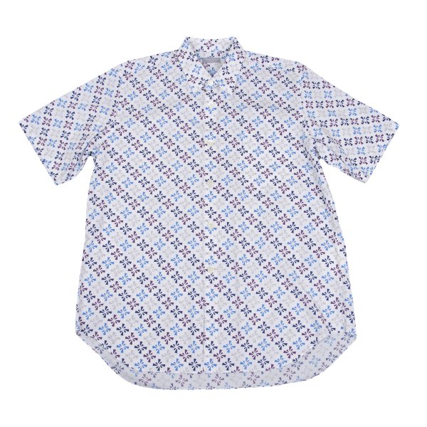 【中古】 コムデ給仕 オムCOMME des GARCONS HOMME ジオメタリック柄半袖プルオーバー 白他M位【メンズ】 トップス-カジュアルシャツ