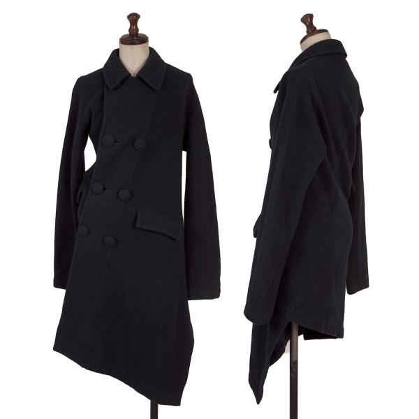 【中古】 コムコム コムデ給仕COMME des GARCONS 染めメルトン羊毛斜行うつり変わり厚地の外套 紺S【レディース】