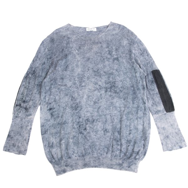 【中古】 ヨウジヤマモト プールオムYohji Yamamoto POUR HOMME 規格染めエル洋弓うつり変わり編み物プルオーバー 水色薄墨色3【メンズ】