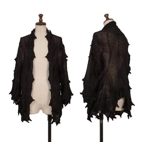 【中古】 イッセイミヤケISSEY MIYAKE ウールジグザグボタンレスニットカーディガン 黒2【レディース】