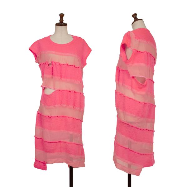 【中古】 トリコ コムデ給仕 トリコスペシャルtricot COMME des GARCONS tricot Special シアーボーダーうつり変わり編み物衣装 サクラ色M【レディース】