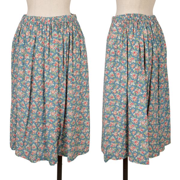 【中古】 トリココムデギャルソンtricot COMME des GARCONS フラワーギャザースカート 水色赤緑黄M位【レディース】