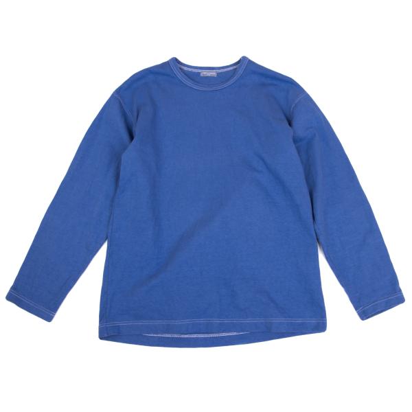 【中古】 コムデ給仕 オムCOMME des GARCONS HOMME 生産品染めホワイトステッチカットソー 青L位【メンズ】