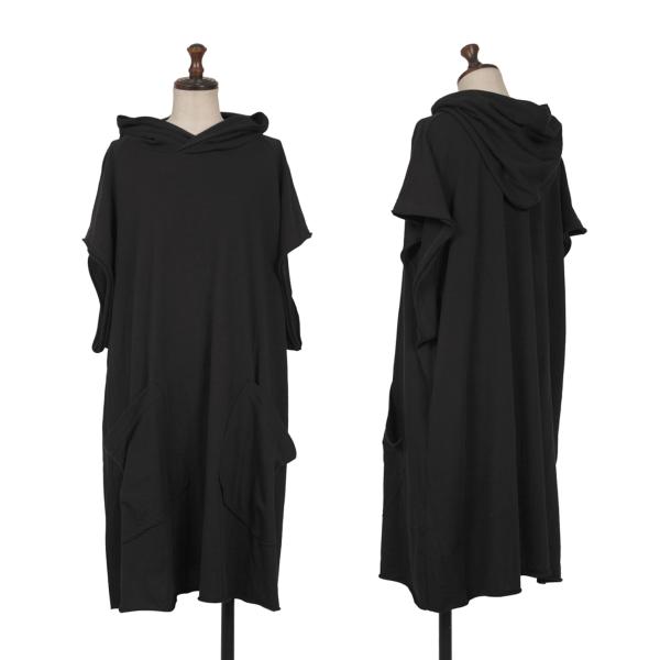 【中古】 ワイズY\u0027s ラグラン半袖フーデッドコットン天竺上衣 黒2【レディース】 レディースファッション-ワンピース