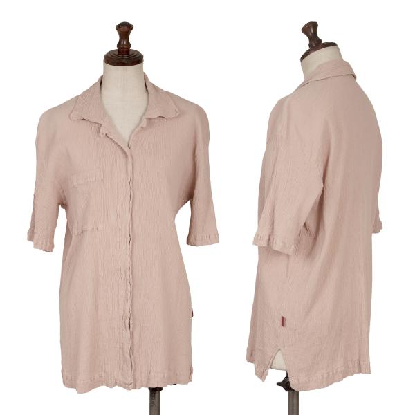 【中古】 イッセイミヤケハートISSEY MIYAKE HaaT 染めクレーププリーツオープンカラー半袖シャツ 薄ピンク2【レディース】｜PLAYFUL 14,594円