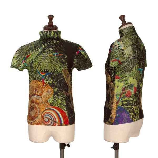 【中古】 イッセイミヤケミーISSEY MIYAKE me ストレッチプリーツトロピカルアニマルプリントカットソー マルチF【レディース】|PLAYFUL