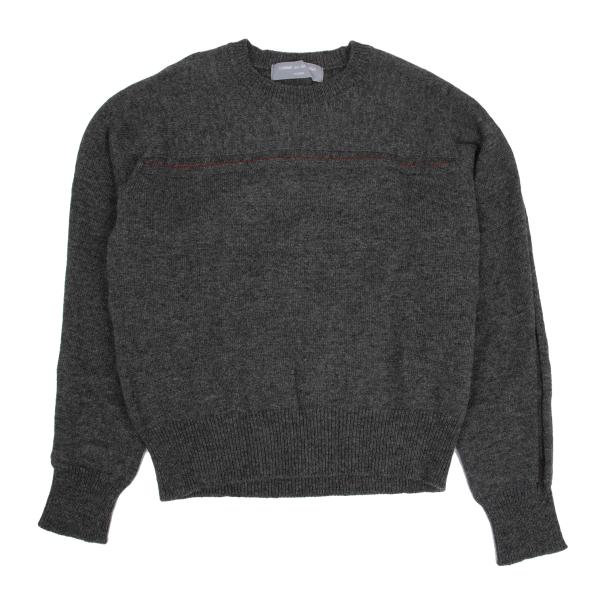 【中古】 コムデギャルソンオムCOMME des GARCONS HOMME ウールステッチデザインニットセーター 薄墨色M位【メンズ】