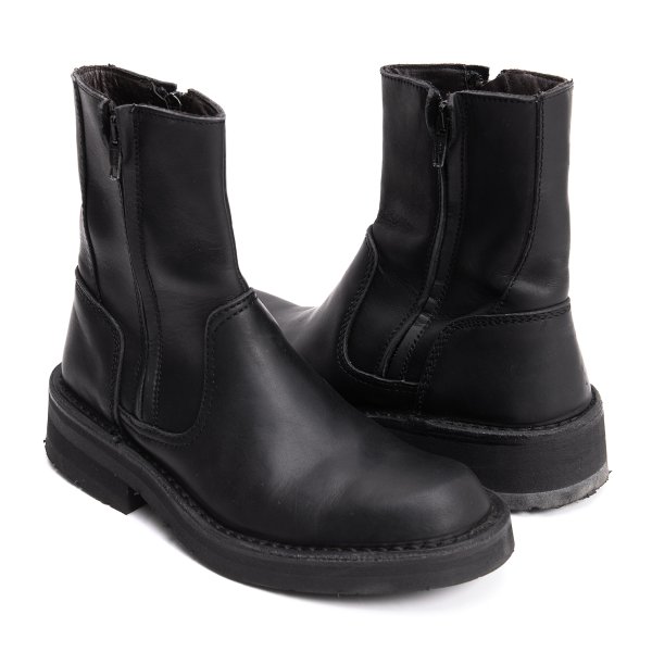 【中古】 ヨウジヤマモト ファムYohji Yamamoto FEMME タイヤソールダブルジップレザーブーツ 黒37(23.5位)【レディース】 靴-レディース靴-その他