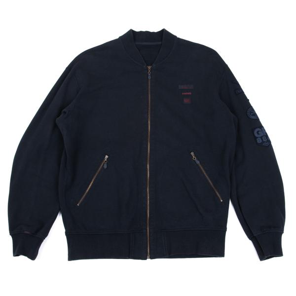 【中古】 パ通行手形Papas ジップアップワッペンパッチスウェットジャケット 紺48M【メンズ】