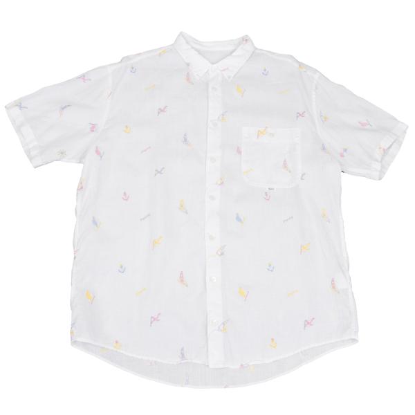 【中古】 パパスPapas マリン刺繍リネン半袖シャツ 白他50L【メンズ】｜PLAYFUL 9,659円