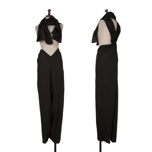 【中古】 ヨウジヤマモト ファムYohji Yamamoto FEMME ねじりストールデザインストライプパンツ 黒S【レディース】｜PLAYFUL