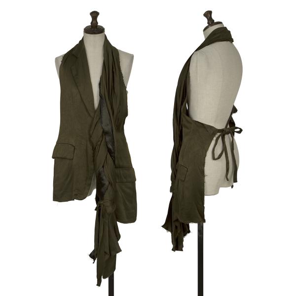 【中古】 コムデギャルソンCOMME des GARCONS 洗い加工レーヨン編み込みジレ カーキM位【レディース】｜PLAYFUL