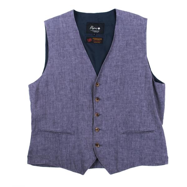 【中古】 パパスプラスPapas+ LEOMASTER社 リネンジレ 紫L【メンズ】 ベスト・ジレ-トップス-メンズファッション