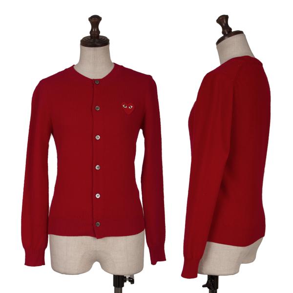【中古】 プレイ コムデギャルソンPLAY COMME des GARCONS ハートワッペンウールニットカーディガン 赤XS【レディース】｜PLAYFUL 14,955円