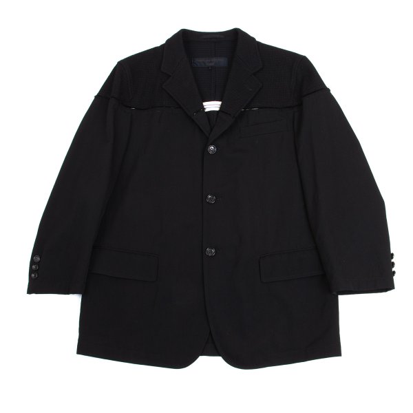 【中古】 コムデ給仕 オムCOMME des GARCONS HOMME 断ち切る透かし彫り織りうつり変わり3B上衣 黒S【メンズ】