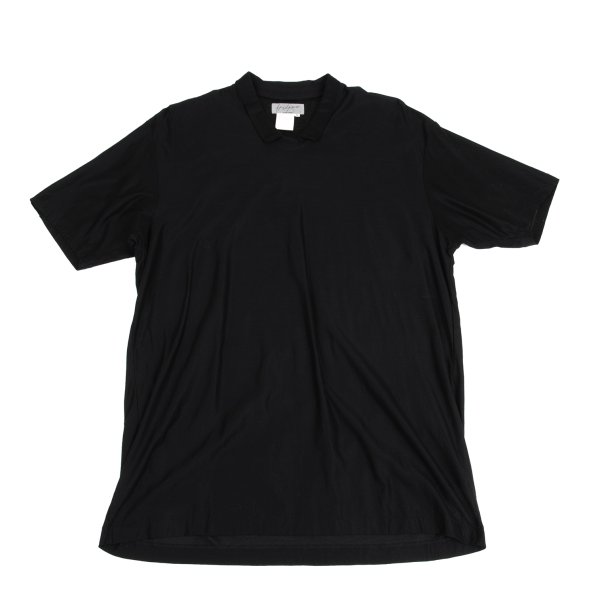 【中古】 ヨウジヤマモト プールオムYohji Yamamoto POUR HOMME 光沢襟付きTシャツ 黒M【メンズ】|PLAYFUL