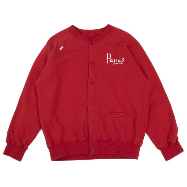 【中古】 パ通り手形Papas ロゴプリントスウェットジャケット 赤50L【メンズ】